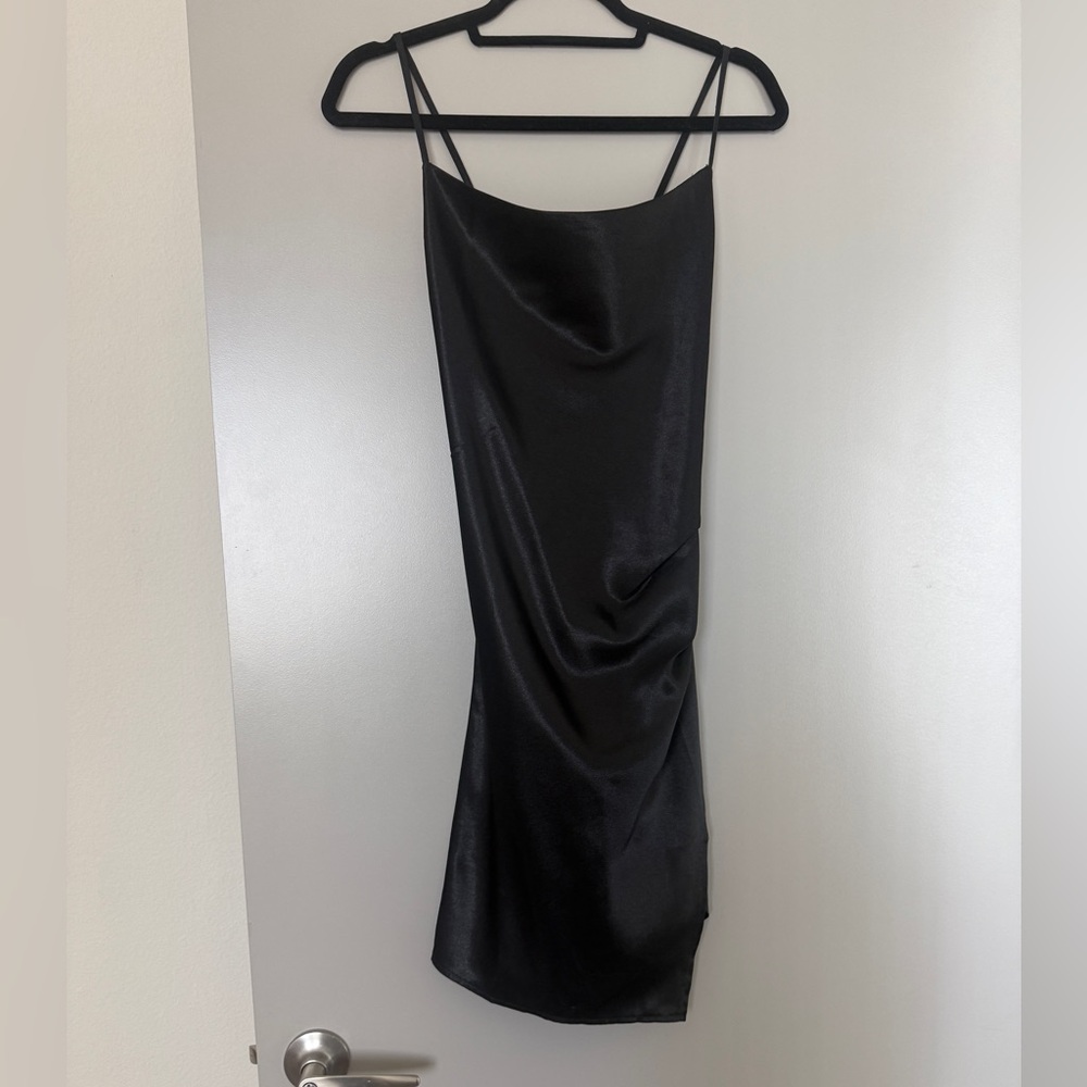 Chic Black Satin Mini Dress